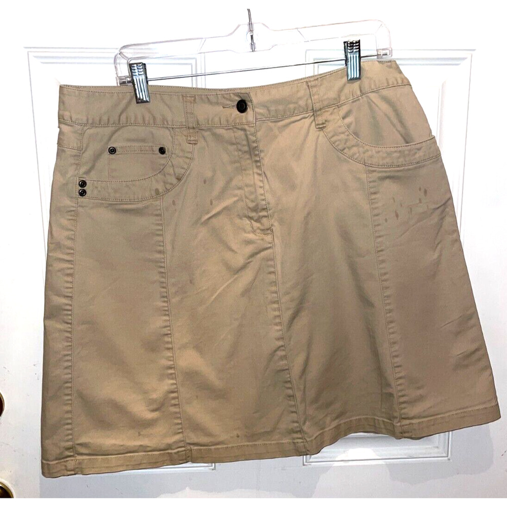 Talbots Skirt Women's Size 16P Khaki Stretch Zippered A-line Panel